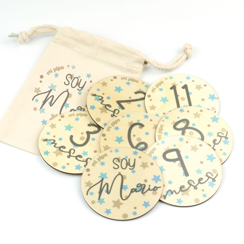 Cumplemeses Bebé Estrellas Azul personalizado