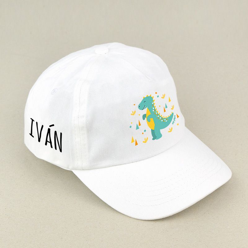 Gorra Junior Dinosaurio Blanca personalizada - Mikeko