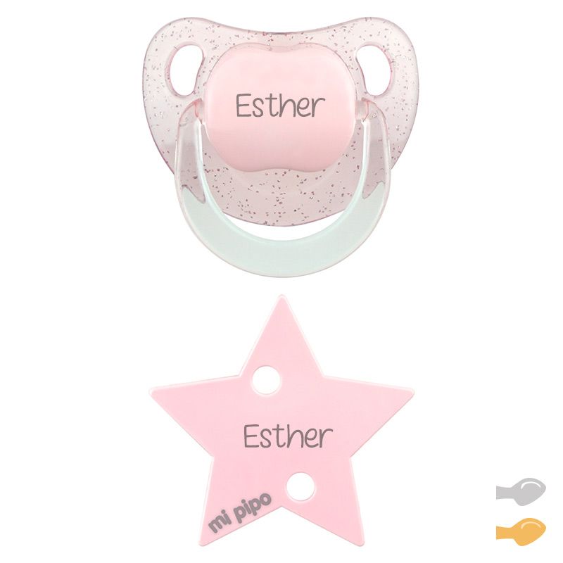 Pack Dúo Baby Glitter Estrella Rosa Personalizado - Mikeko