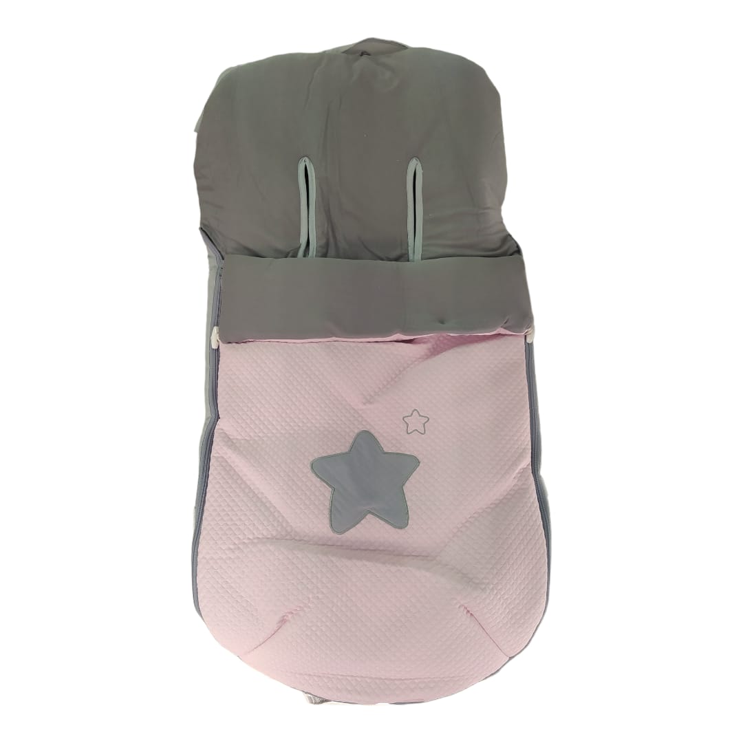 Saco Silla Universal Piqué Rosa Estrella Gris - Mikeko