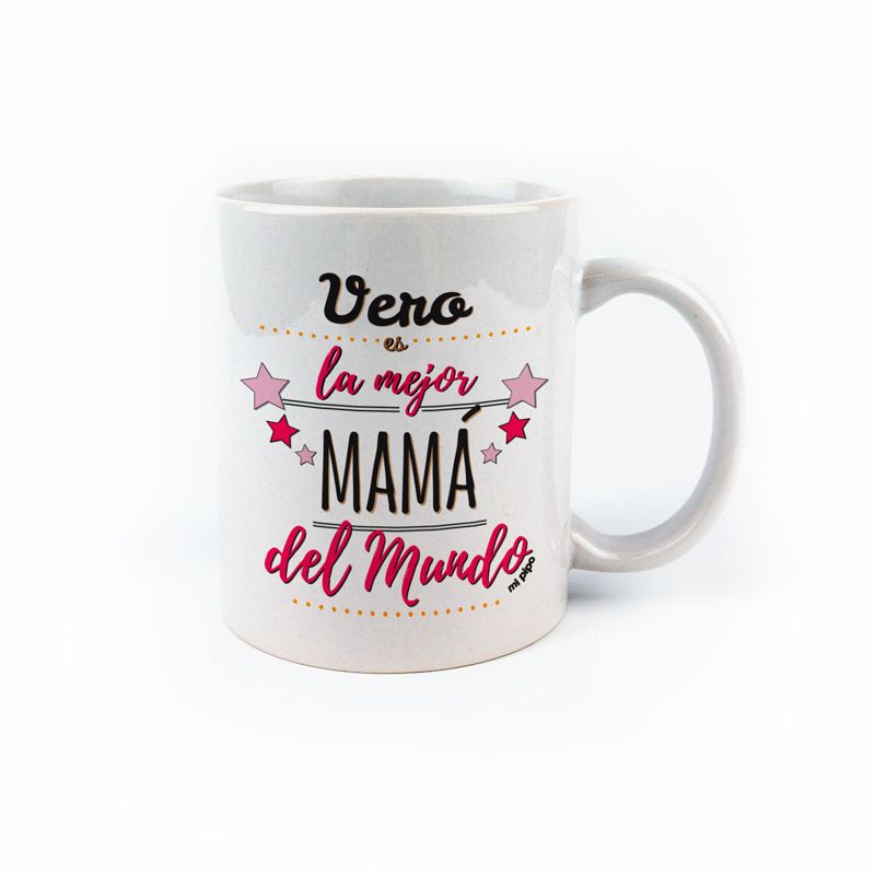Taza cerámica o plástico Mamá la mejor mamá del mundo personalizada - Mikeko
