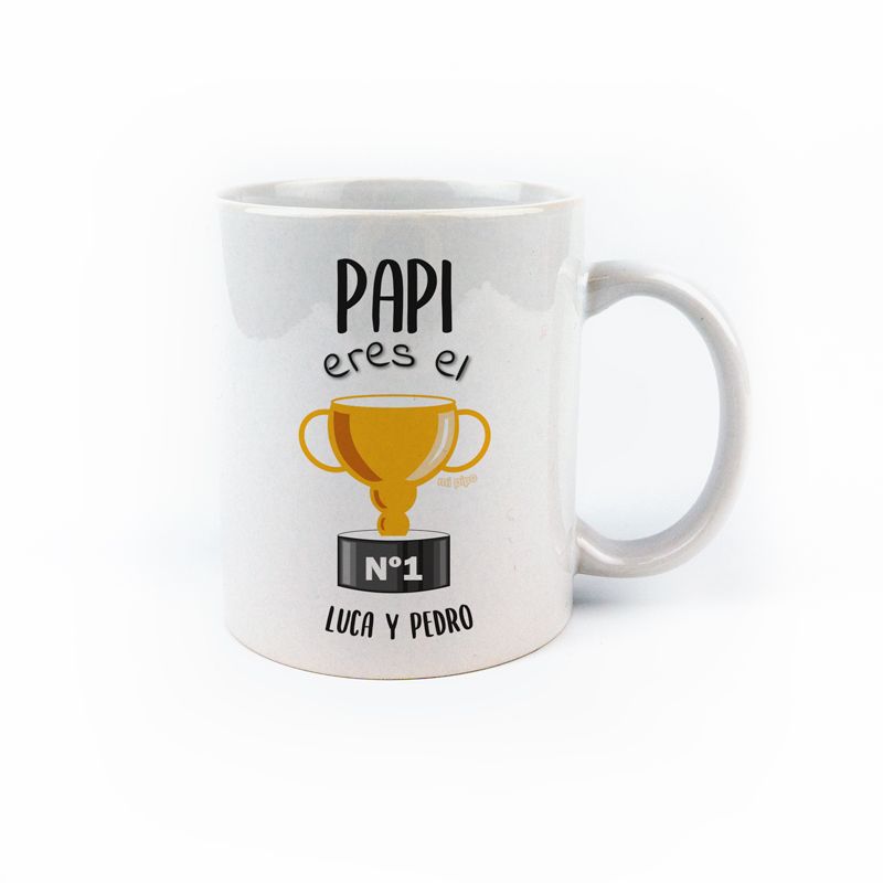 Taza cerámica o plástico Papi eres el Número 1 (Nombres) - Mikeko