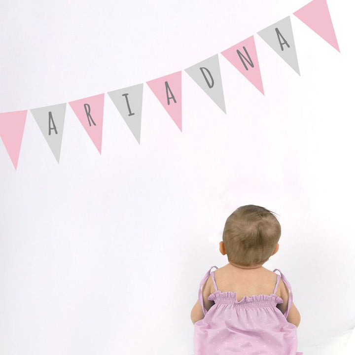 Vinilo decorativo Banderín Personalizado Rosa - Mikeko