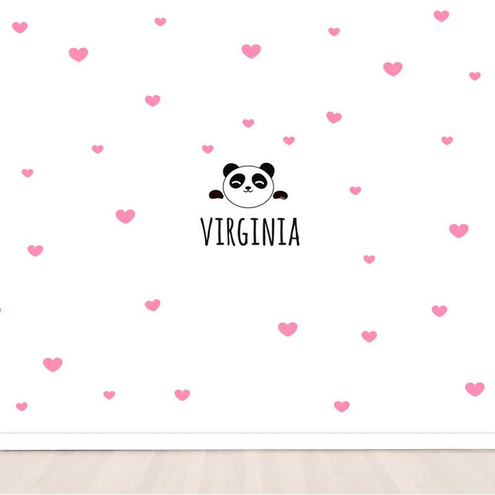 Vinilo decorativo Maxi Panda Corazones Rosa - Mikeko