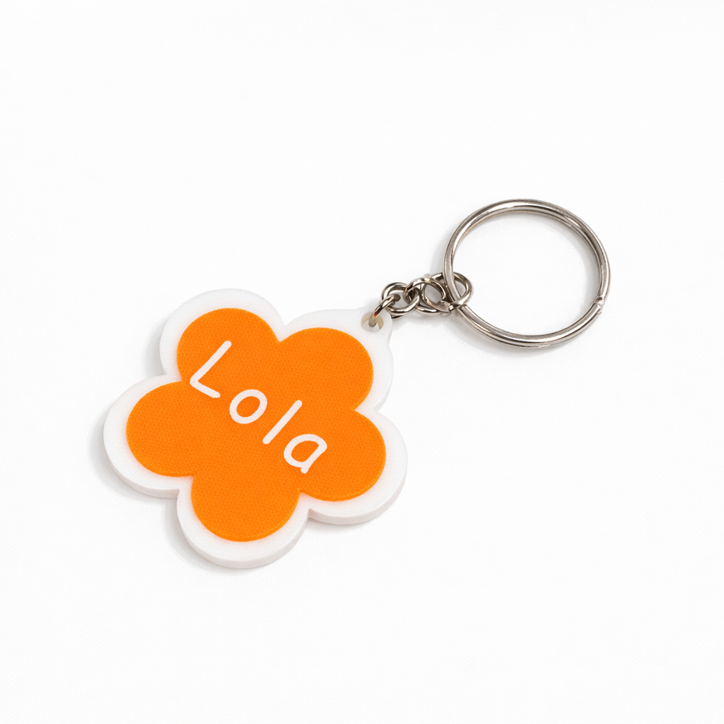 Llavero personalizado flor con nombre 3D