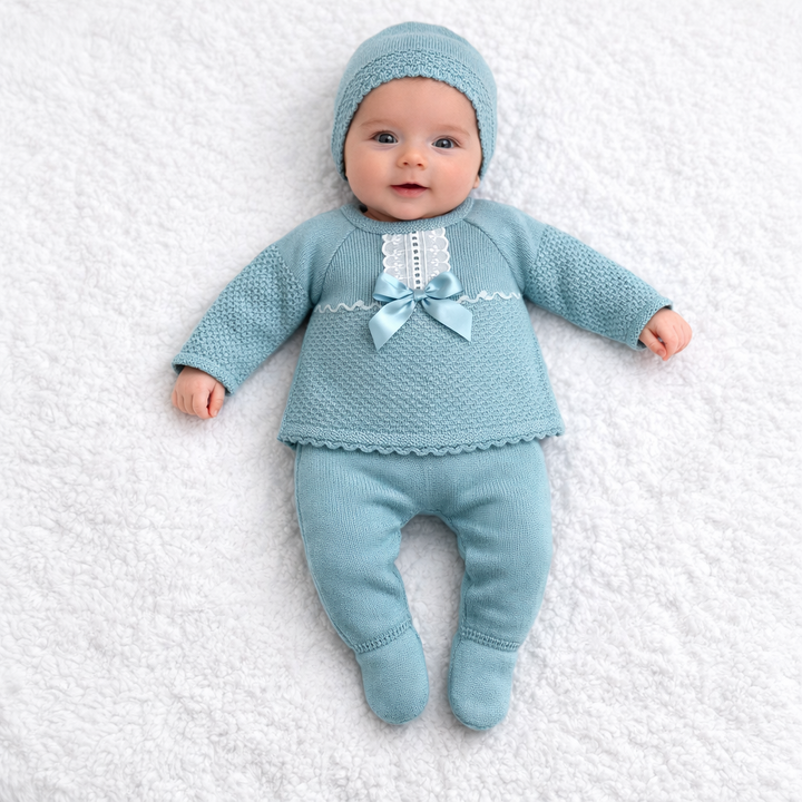 Conjunto hilo con lazo y gorro – Verde
