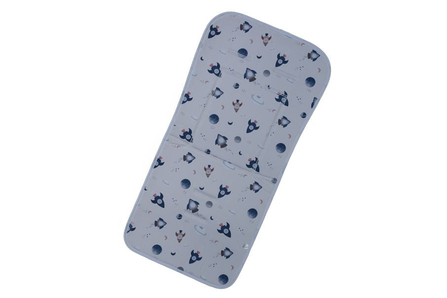 Colchoneta para carrito de bebé acolchada con estampado de cohetes y espacio
