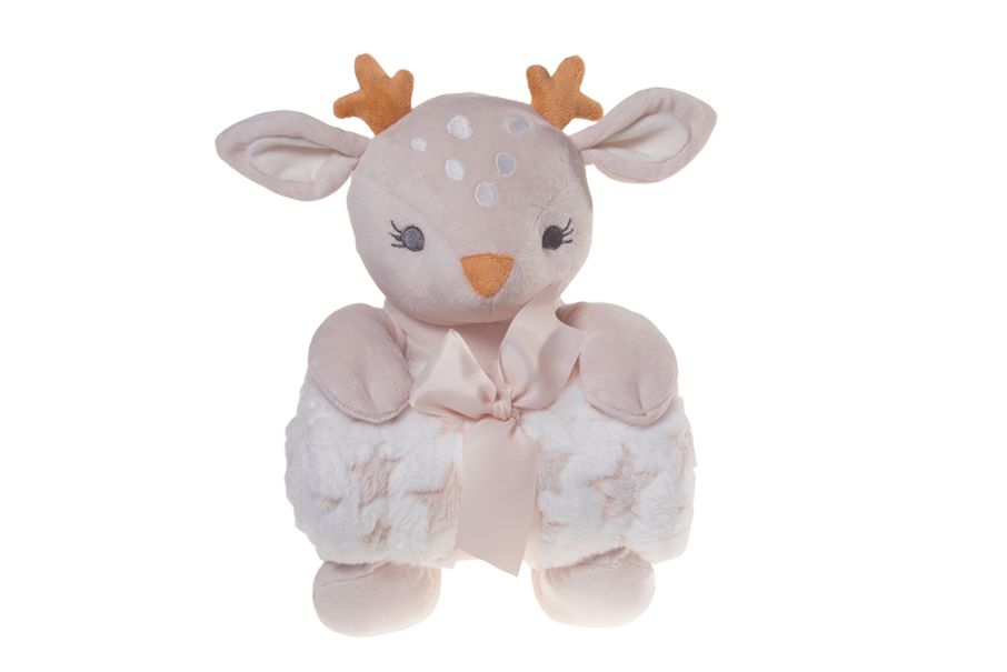 Manta personalizada con nombre + peluche ciervo Beig | Regalo bebé
