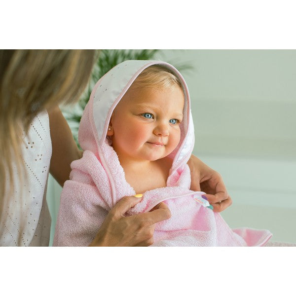 Capa de Baño Bebé + Babero Personalizado | Elefantito Rosa