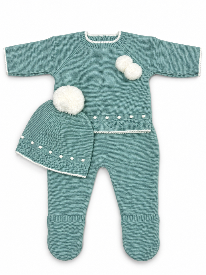 Conjunto de punto bebé 3 piezas – Verde