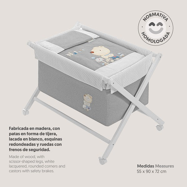 Minicuna + Vestidura Nature Azul-Gris