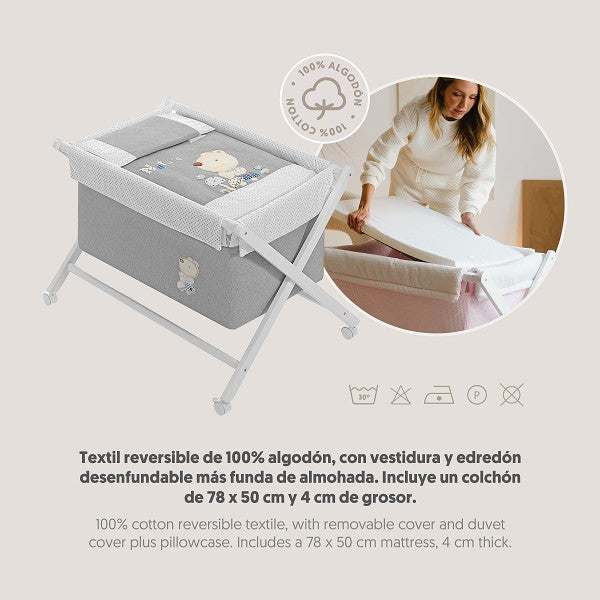 Minicuna + Vestidura Nature Azul-Gris