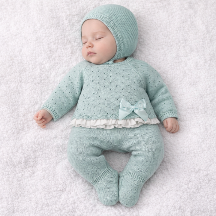 Conjunto Bebé hilo Perforado Mint