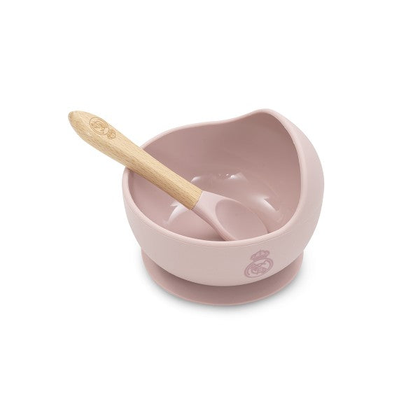Set cuenco silicona con cuchara oficial Real Madrid Rosa
