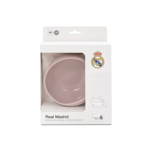 Set cuenco silicona con cuchara oficial Real Madrid Rosa