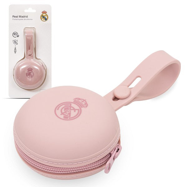 Portachupetes de Silicona Real Madrid Rosa
