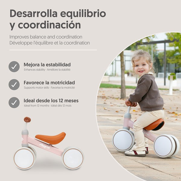 Bicicleta de Equilibrio Rosa Interbaby 4 Ruedas | Bebés Rosa