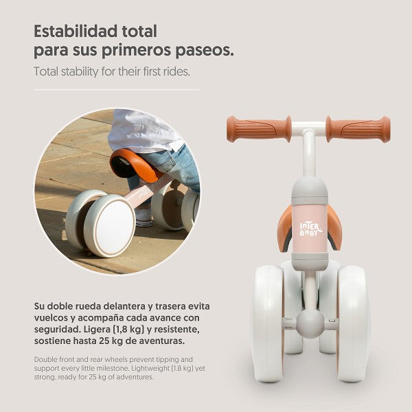Bicicleta de Equilibrio Rosa Interbaby 4 Ruedas | Bebés Rosa
