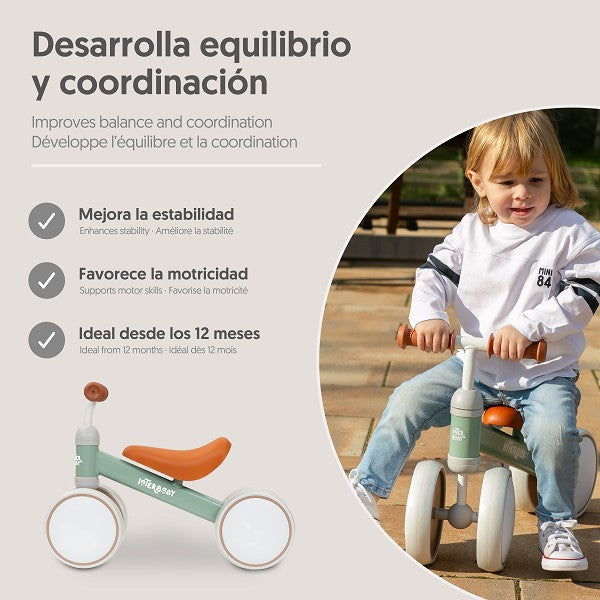 Bicicleta de Equilibrio Rosa Interbaby 4 Ruedas | Bebés Verde