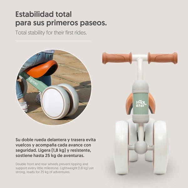 Bicicleta de Equilibrio Rosa Interbaby 4 Ruedas | Bebés Verde