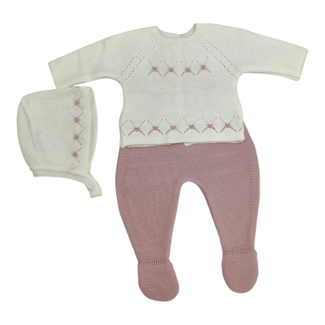Conjunto Primavera Punto  Bebé Rosa