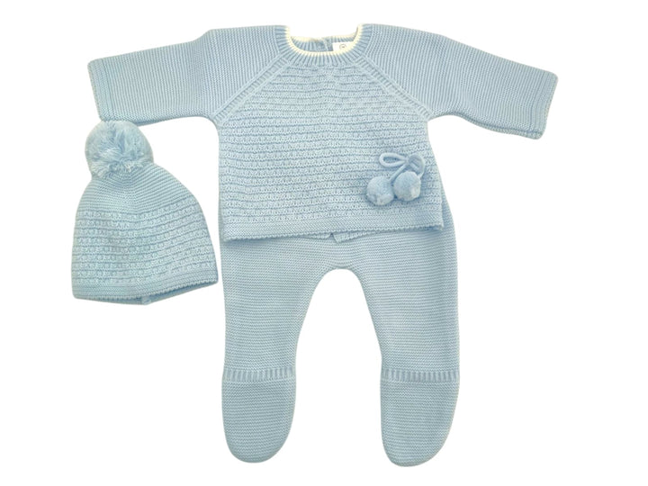 Conjunto Invierno pompón Celeste