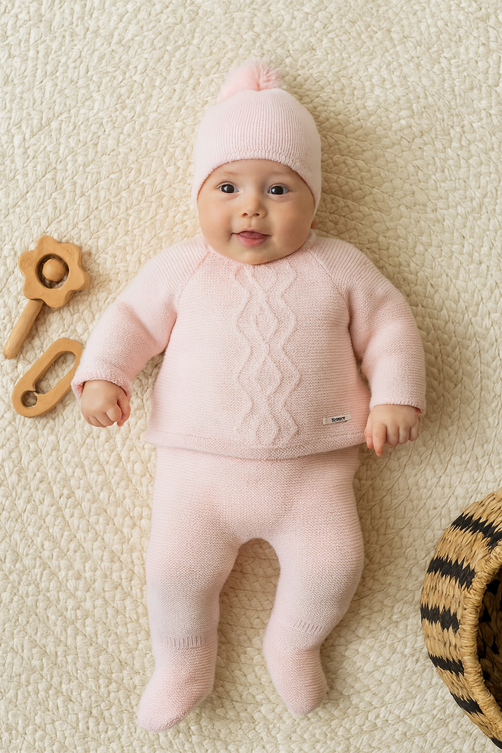 Conjunto de punto Invierno Rosa