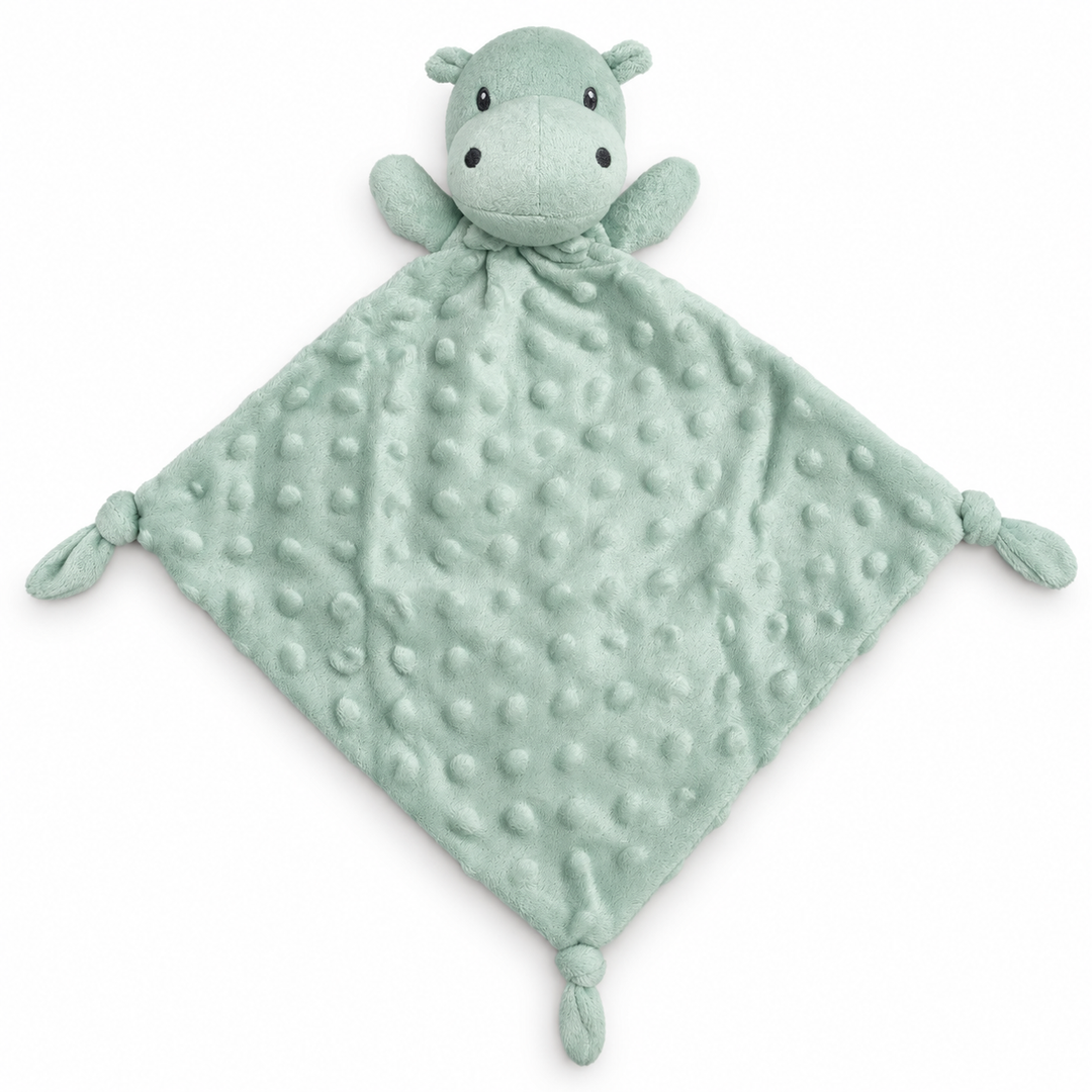 Doudou hipopótamo verde menta personalizado con nombre bordado