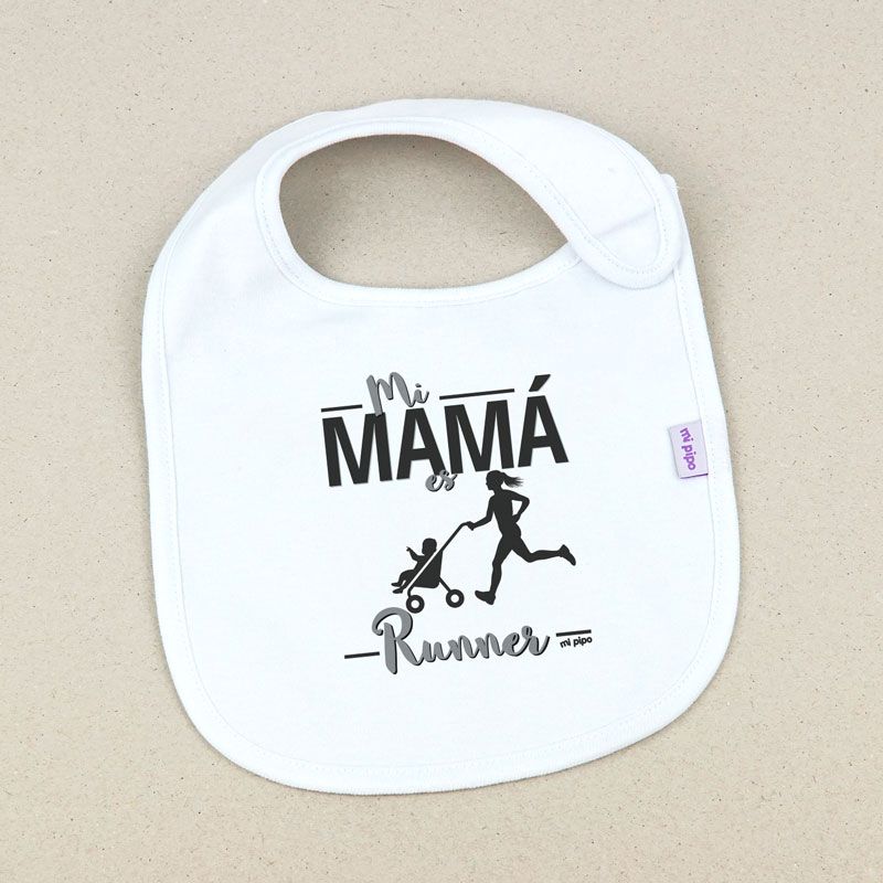Babero Divertido Mi Mamá es runner - Mikeko