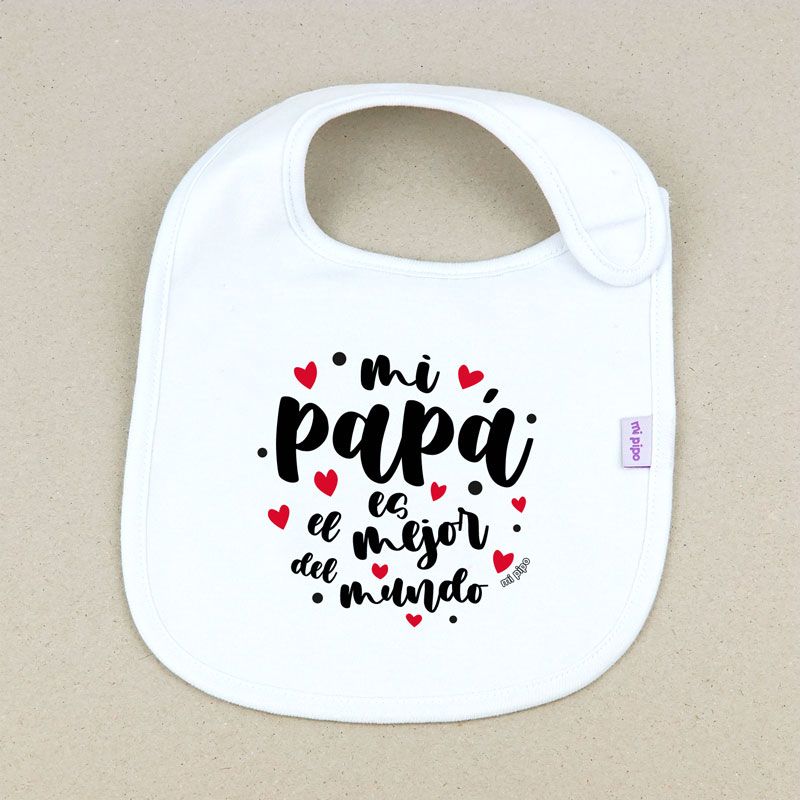Babero Divertido Mi Papá es el mejor del Mundo corazones lunares - Mikeko