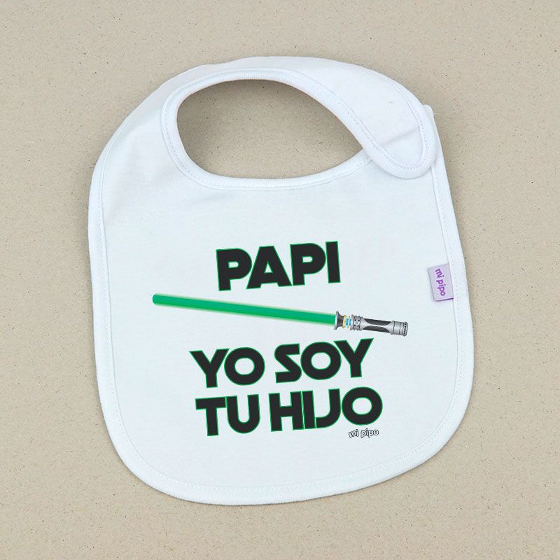 Babero Divertido Papi Yo soy tu Hijo verde - Mikeko