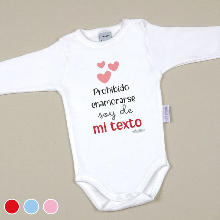 Babidu Body Divertido Prohibido enamorarse, soy de mi (Texto libre)
