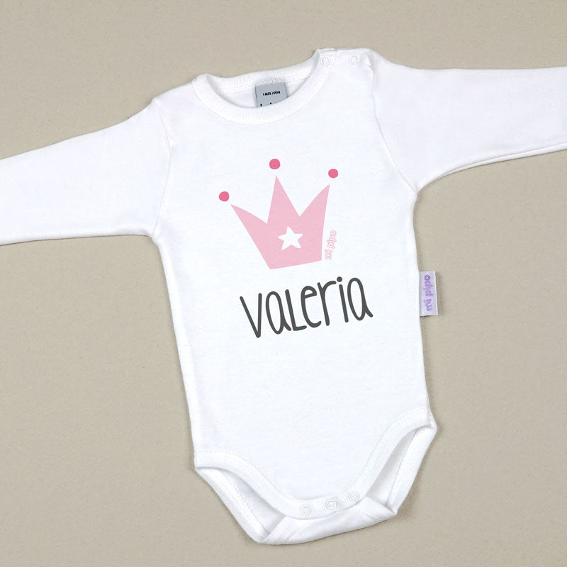 Babidu Body Personalizado Nombre + Corona Rosa