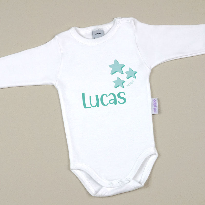 Babidu Body Personalizado Nombre + Estrellas Menta