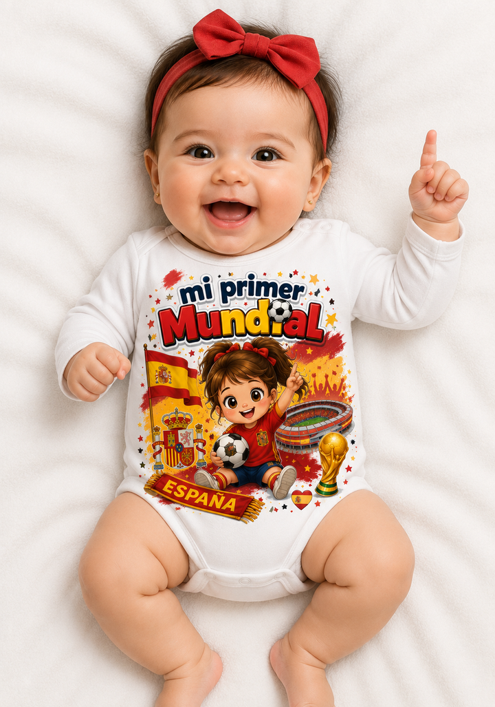 Body Bebé Niña "Mi Primer Mundial España" Niña