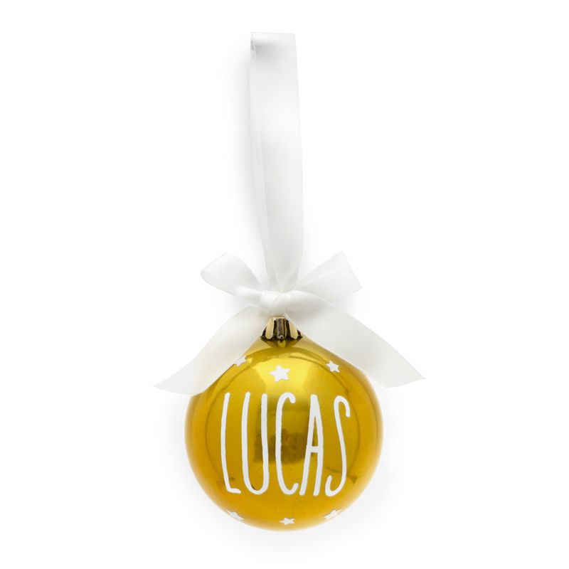 Bola con Lazo Navidad Dorado Perla personalizada - Mikeko