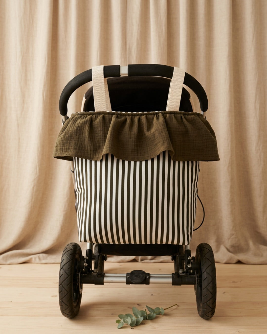 Bolso Organizador para Carrito de Bebé – Verde Oliva con Rayas