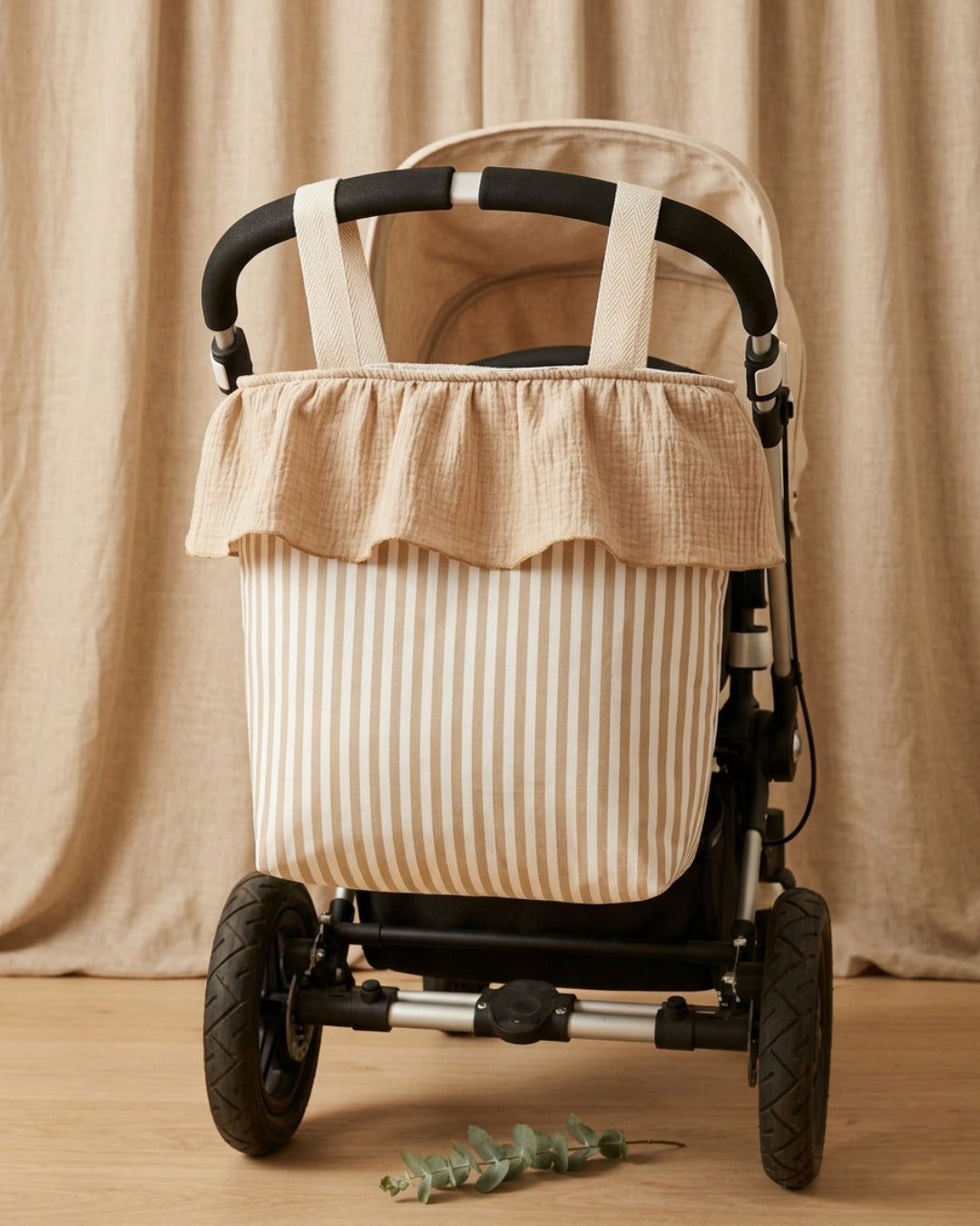 Bolso Organizador para Carrito de Bebé – Camel con Rayas