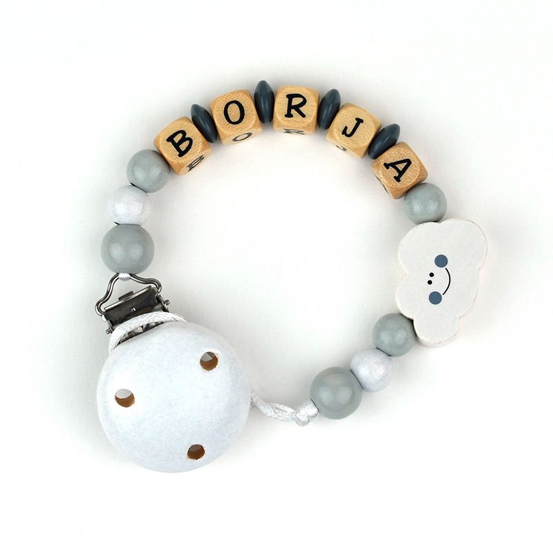 Cadenita de madera personalizada nube gris - Mikeko