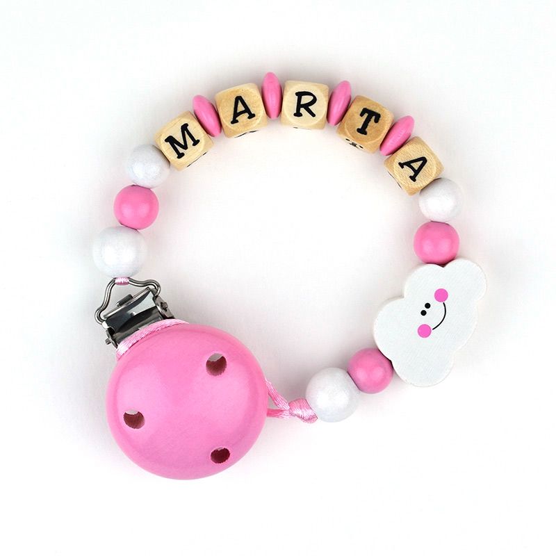 Cadenita de madera personalizada nube rosa - Mikeko