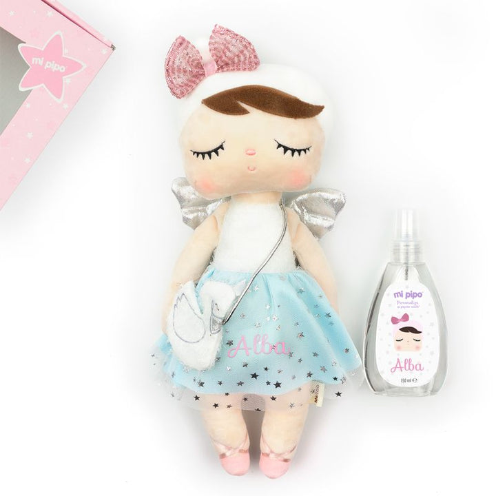Cajita Muñeca Metoo Angela Ángel Azul + Colonia personalizada