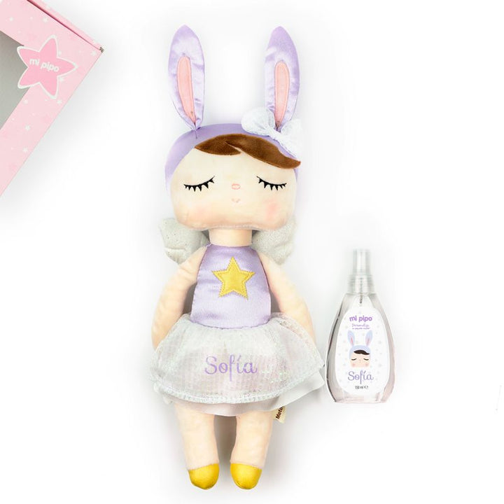 Cajita Muñeca Metoo Angela Ángel Lila + Colonia personalizada