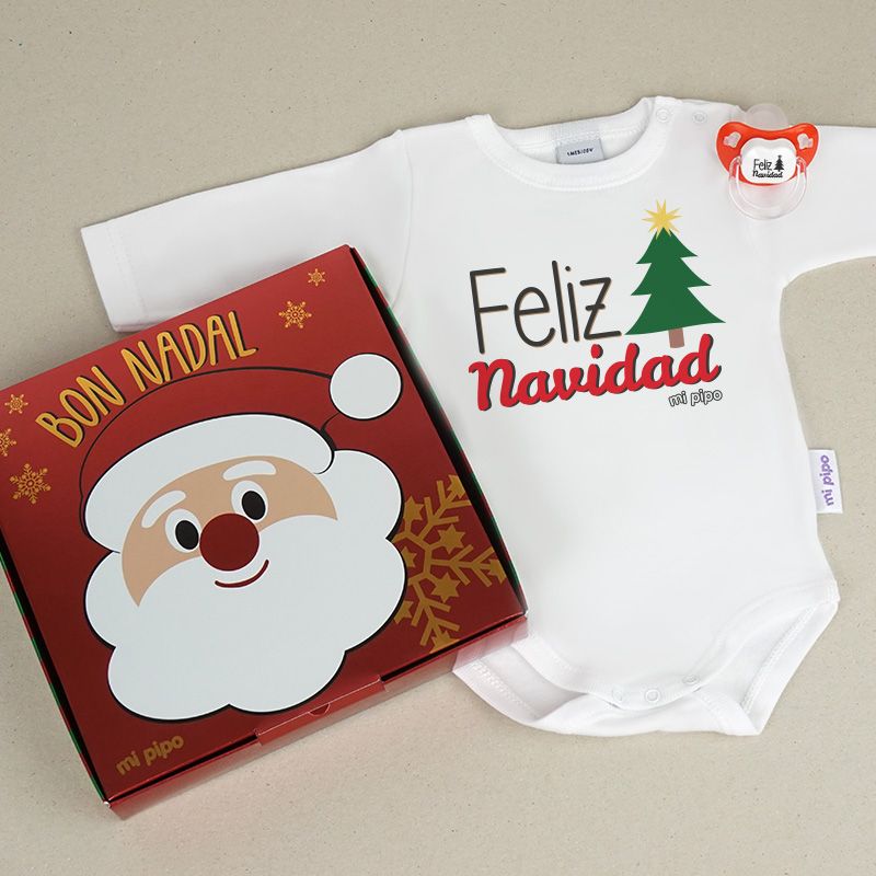 Cajita Navidad Body + Chupete Feliz Navidad Árbol - Mikeko