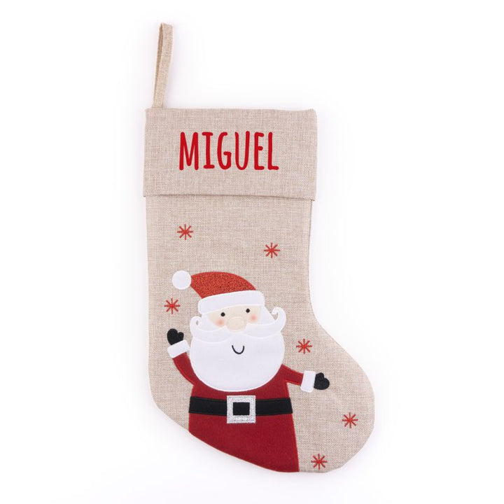 Calcetín Premium Yute Navidad Papá Noel personalizado