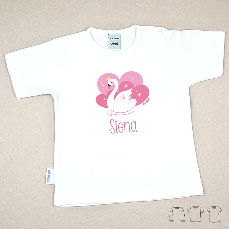Camiseta o Sudadera Bebé y Niño/a Personalizada Cisne - Mikeko