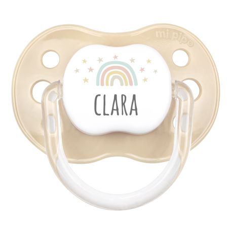 Chupete Classic Deco Arcoíris Soft Beige Personalizado