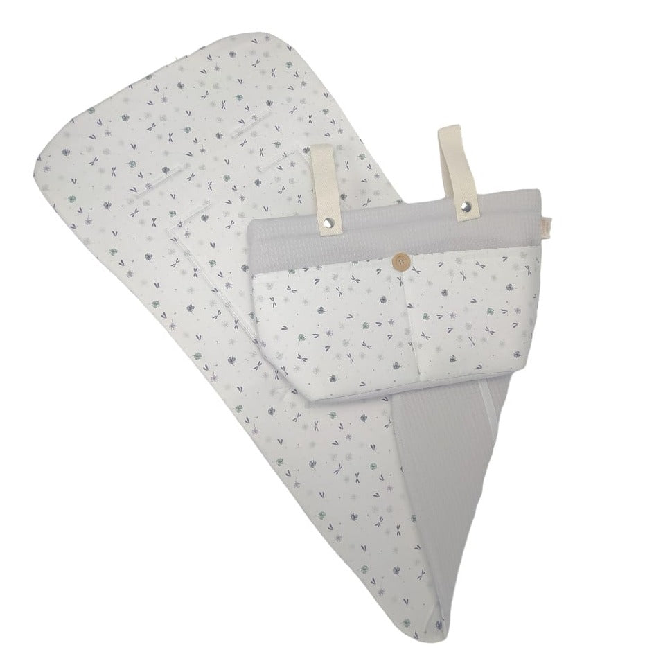 Colchoneta Reversible para silla + Bolso a juego Libelula Gris