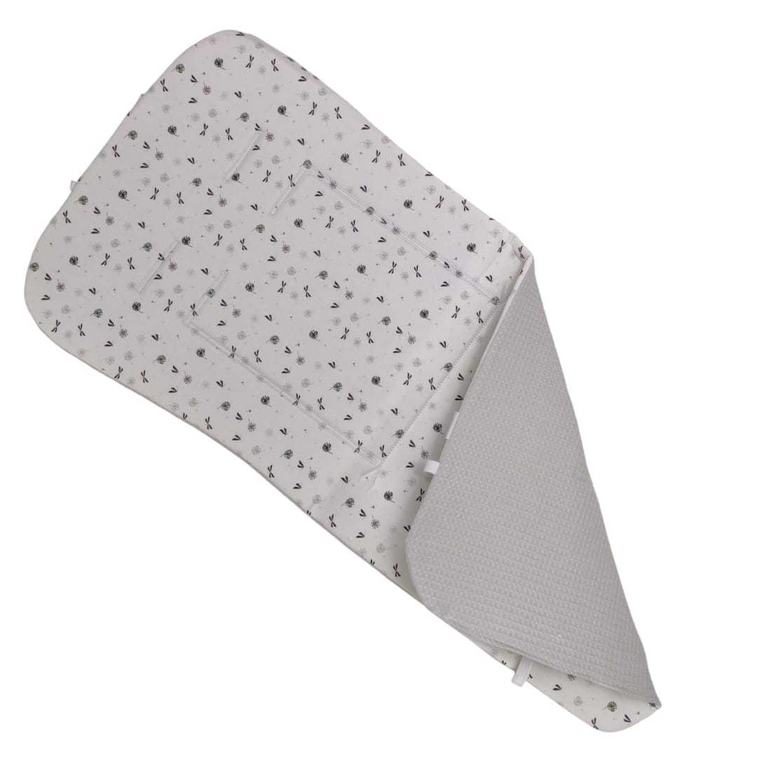 Colchoneta Libelulas Reversible Gris