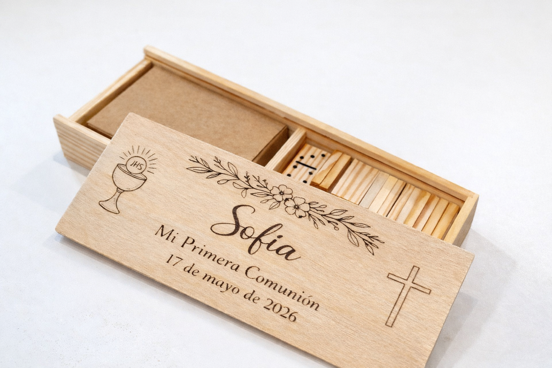 Dominó personalizado de madera para comunión