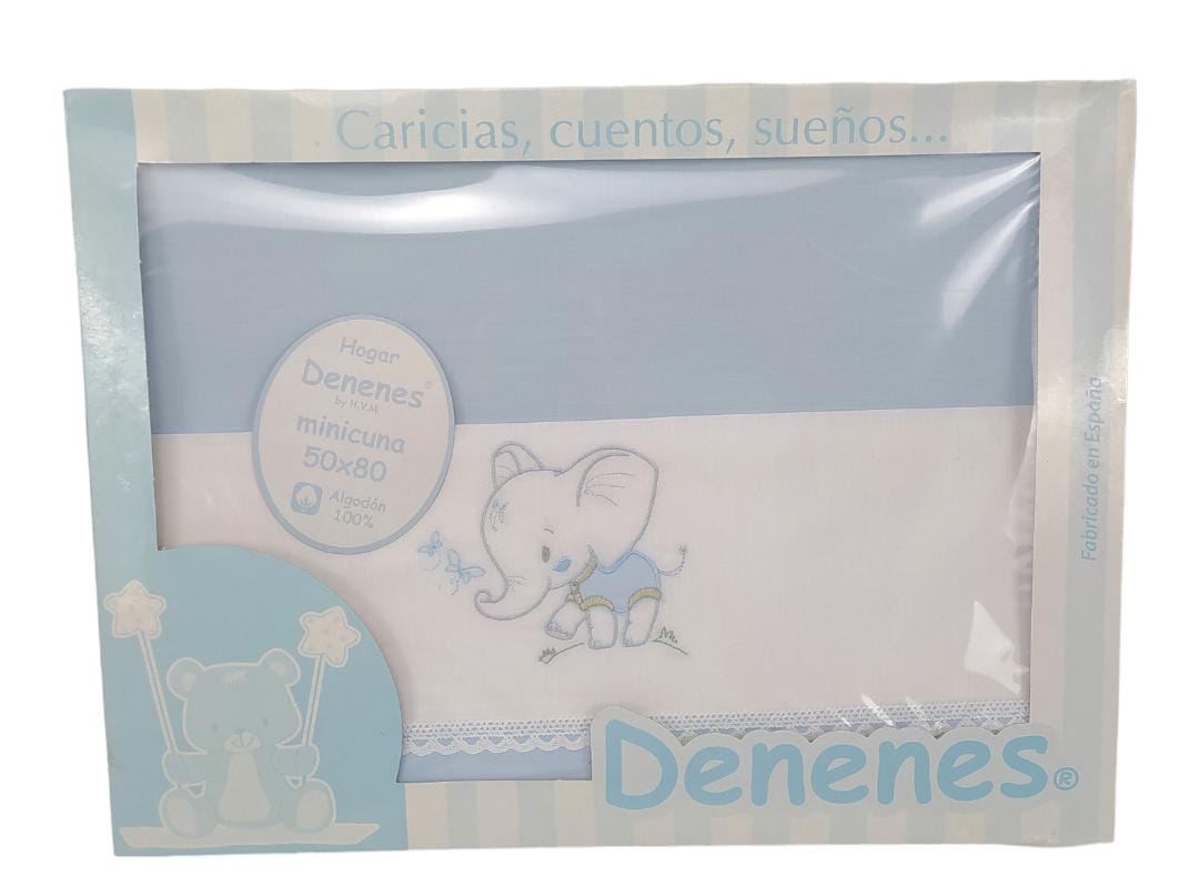 Sábana Verano  Minicuna Elefante Azul